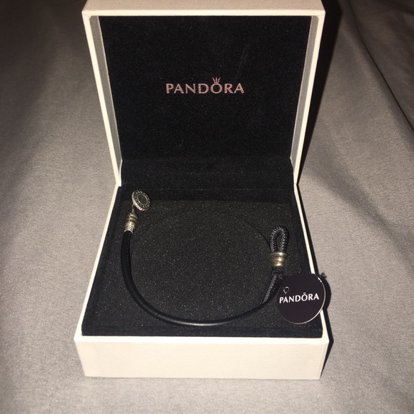 PANDORA Black Double Leather Bracelet - Picture 3 of 5